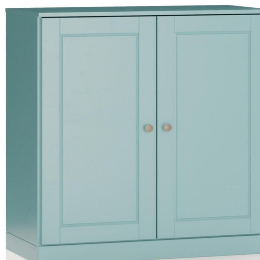 32" Aqua Solid Wood Double Door Linen Cabinet