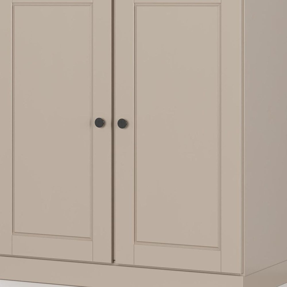 32" Beige Solid Wood Double Door Linen Cabinet