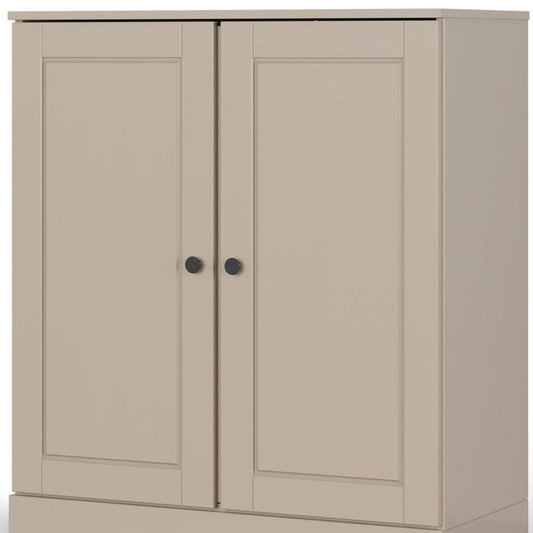 32" Beige Solid Wood Double Door Linen Cabinet