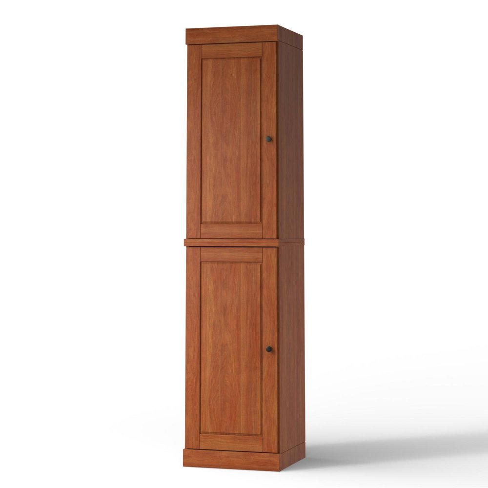 17" Coffee Solid Wood Double Door Linen Cabinet