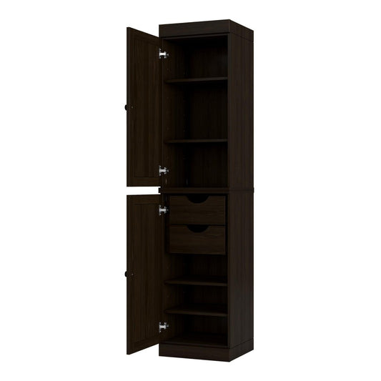 17" Espresso Solid Wood Double Door Linen Cabinet