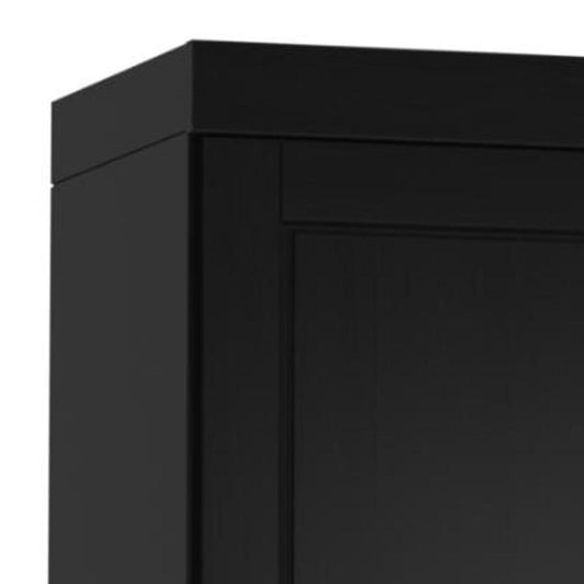 17" Black Solid Wood Double Door Linen Cabinet