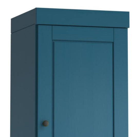 17" Teal Blue Solid Wood Double Door Linen Cabinet