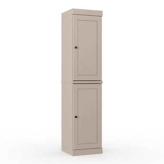 17" Beige Solid Wood Double Door Linen Cabinet
