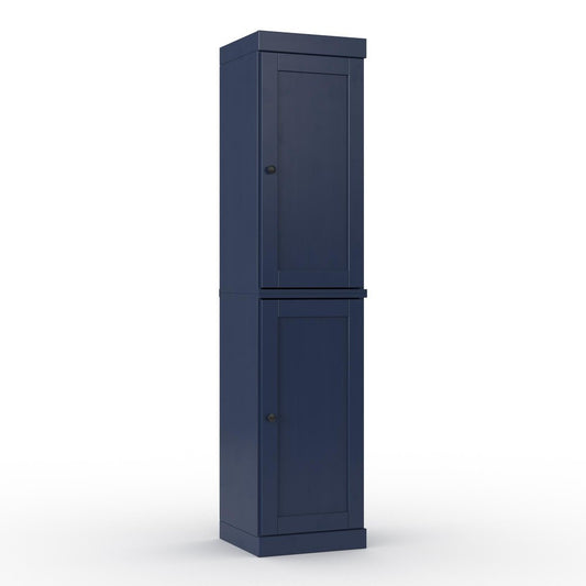 17" Navy Blue Solid Wood Double Door Linen Cabinet
