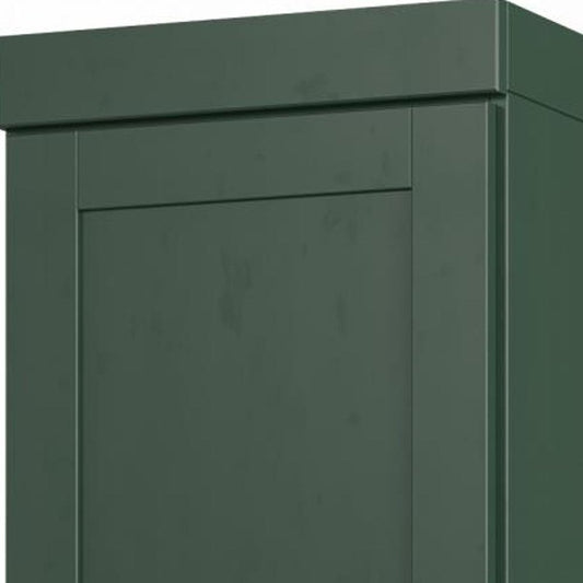 17" Green Solid Wood Double Door Linen Cabinet