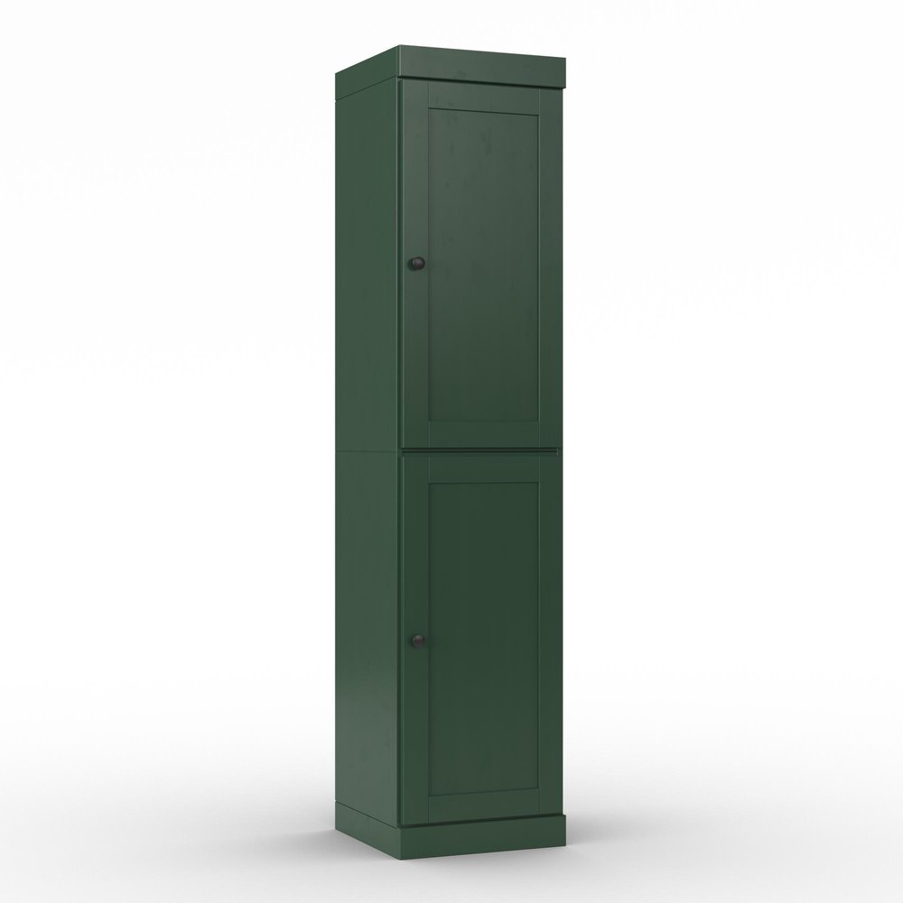 17" Green Solid Wood Double Door Linen Cabinet