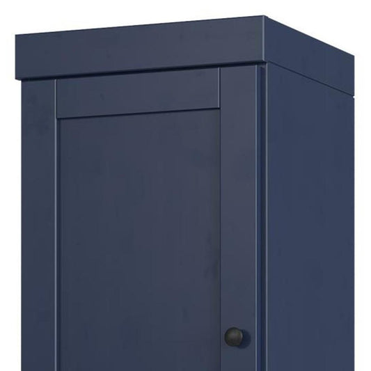 17" Navy Blue Solid Wood Double Door Linen Cabinet
