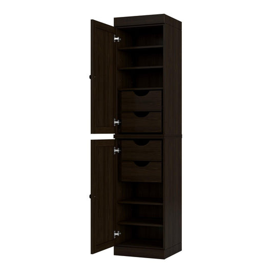 17" Espresso Solid Wood Double Door Linen Cabinet
