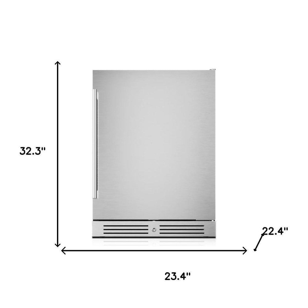 32" X 23" Silver Stainless Steel Single Compartment Can Beverage Refrigerator HomeRoots