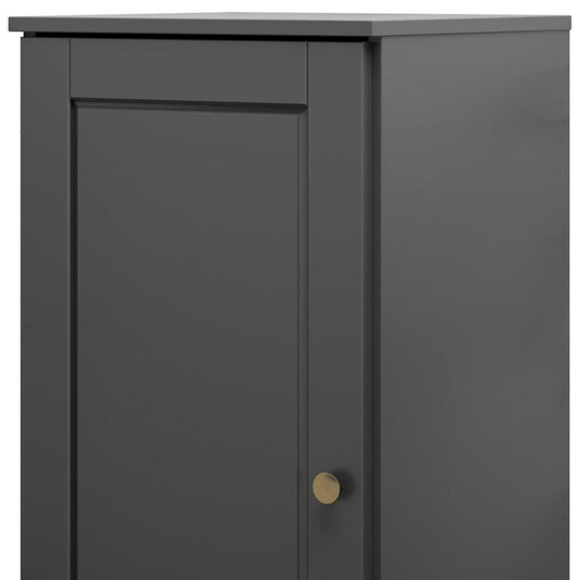 17" Black Solid Wood Single Door Linen Cabinet
