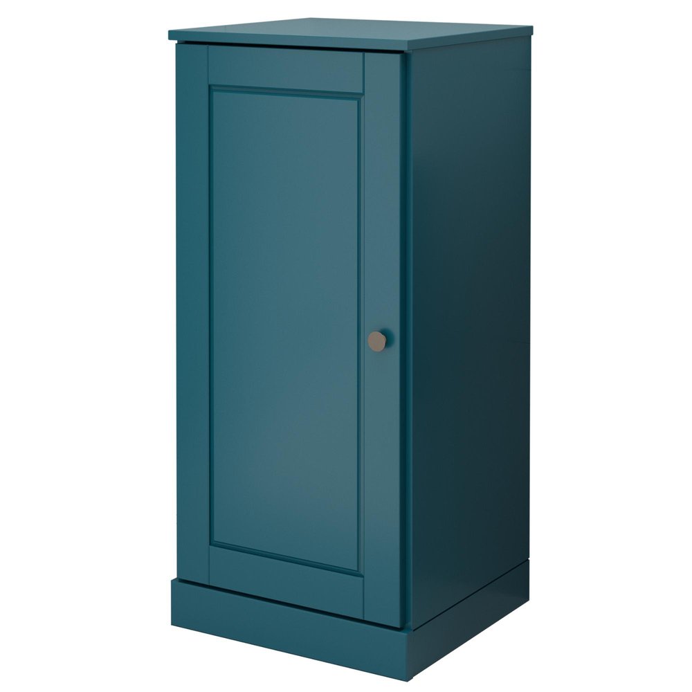 17" Teal Blue Solid Wood Single Door Linen Cabinet