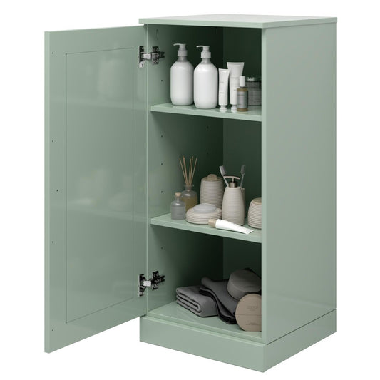 17" Sage Solid Wood Single Door Linen Cabinet