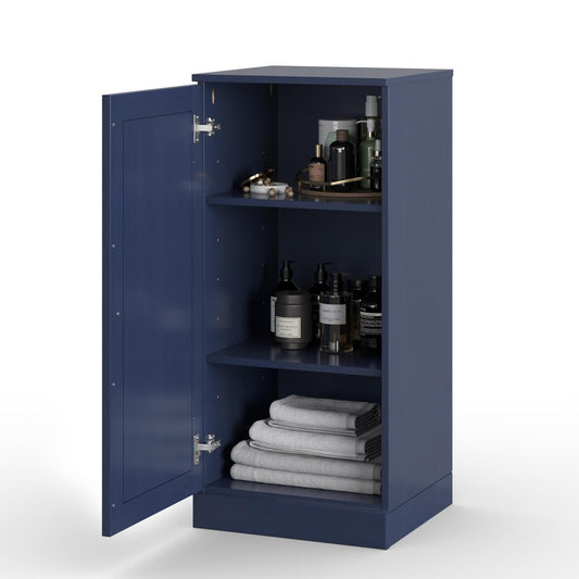 17" Navy Blue Solid Wood Single Door Linen Cabinet