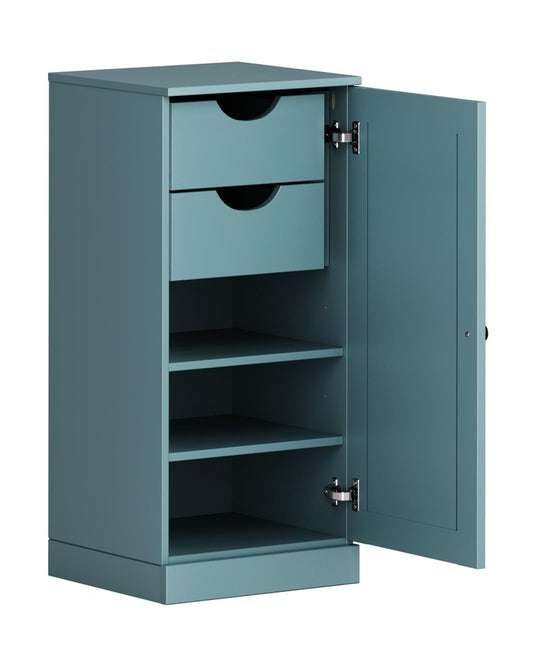 17" Aqua Solid Wood Single Door Linen Cabinet