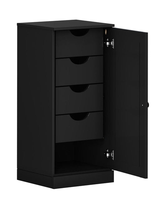 17" Black Solid Wood Single Door Linen Cabinet