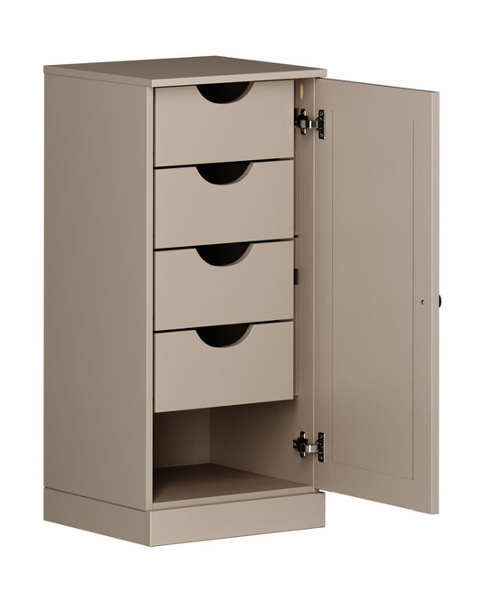 17" Beige Solid Wood Single Door Linen Cabinet