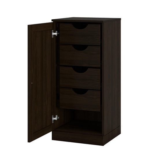 17" Espresso Solid Wood Single Door Linen Cabinet
