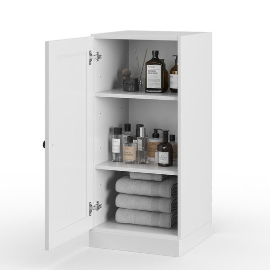 17" White Solid Wood Single Door Linen Cabinet