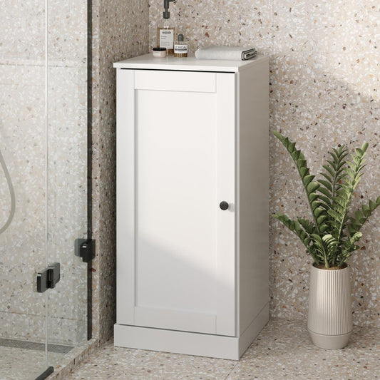 17" White Solid Wood Single Door Linen Cabinet