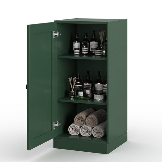 17" Green Solid Wood Single Door Linen Cabinet