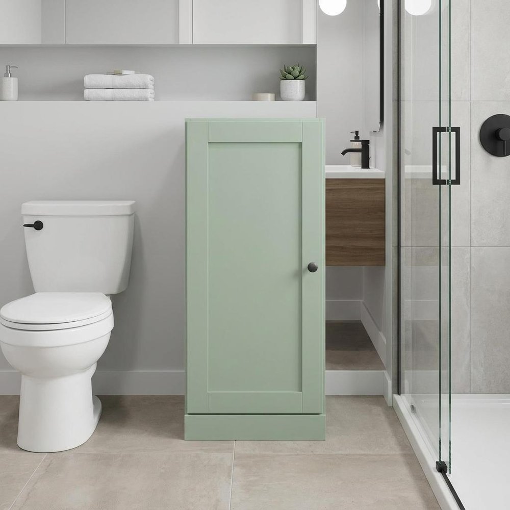 17" Sage Solid Wood Single Door Linen Cabinet HomeRoots