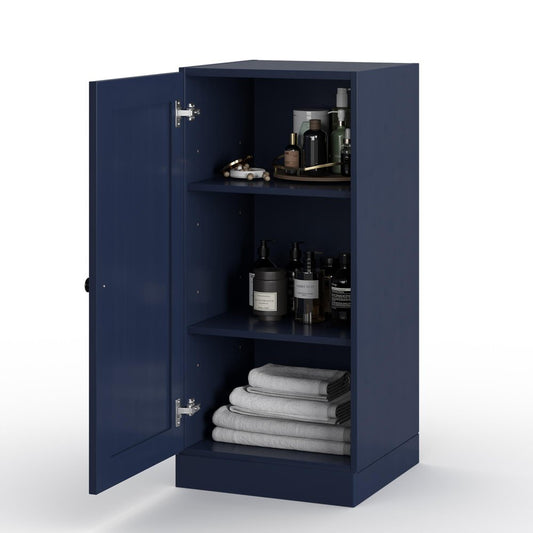 17" Navy Blue Solid Wood Single Door Linen Cabinet