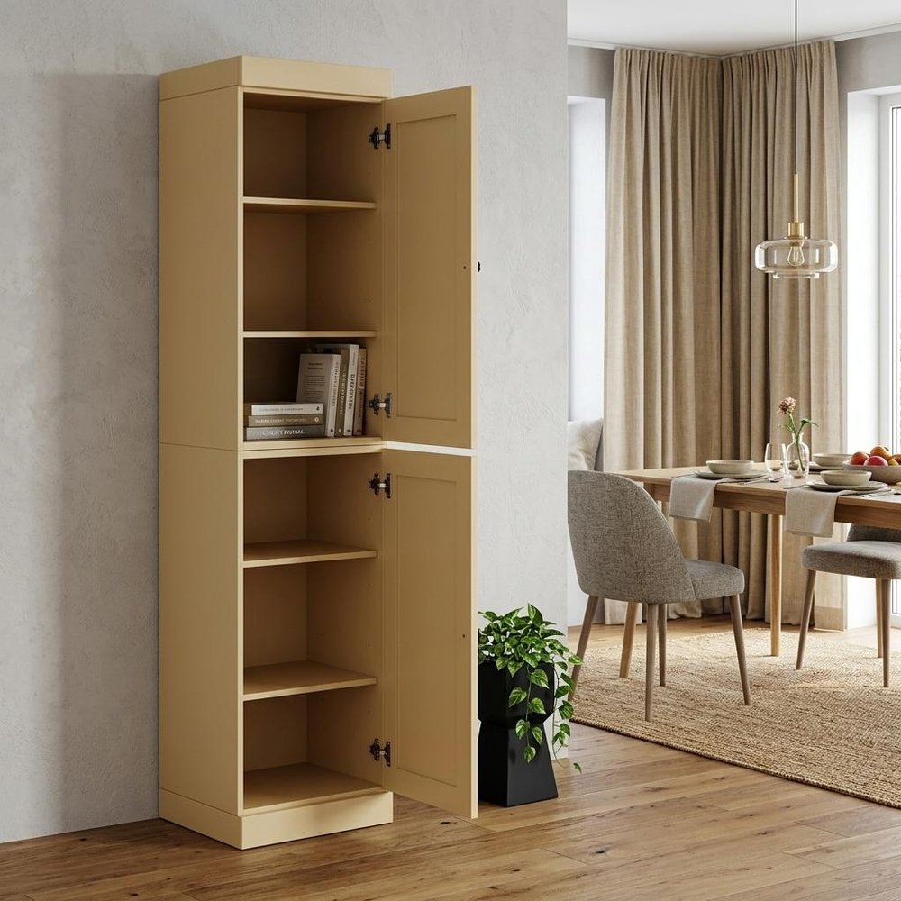 72" Yellow Solid Wood Two Door Pantry Or Storage Closet HomeRoots
