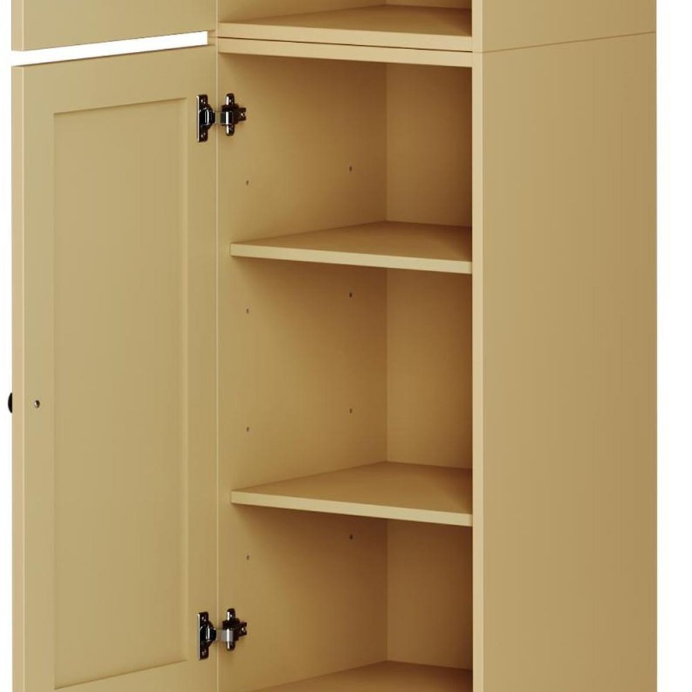 72" Yellow Solid Wood Two Door Pantry Or Storage Closet