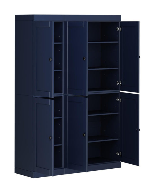 72" Navy Blue Solid Wood 8 Pantry Or Storage Closet HomeRoots