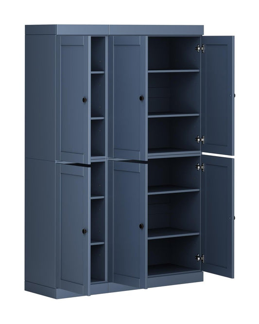 72" French Blue Solid Wood 8 Pantry Or Storage Closet HomeRoots
