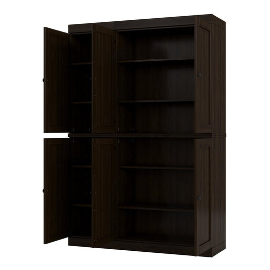 72" Espresso Solid Wood 8 Pantry Or Storage Closet HomeRoots