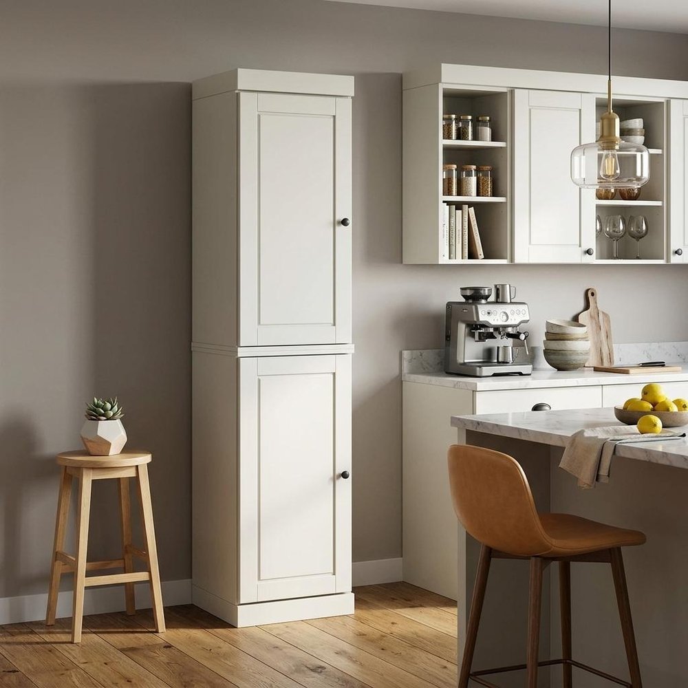 72" Off White Solid Wood Two Door Pantry Or Storage Closet HomeRoots