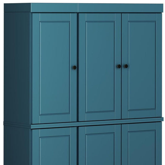 72" Teal Blue Solid Wood 8 Pantry Or Storage Closet HomeRoots