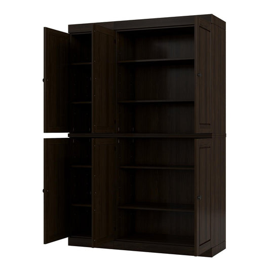 72" Espresso Solid Wood 8 Pantry Or Storage Closet HomeRoots