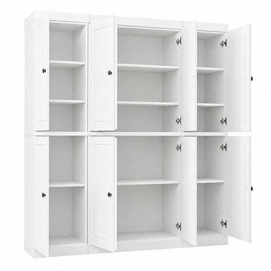 72" White Solid Wood 8 Pantry Or Storage Closet HomeRoots