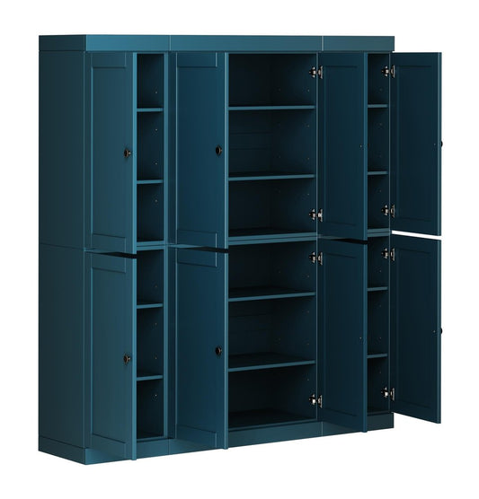 72" Teal Blue Solid Wood 8 Pantry Or Storage Closet HomeRoots
