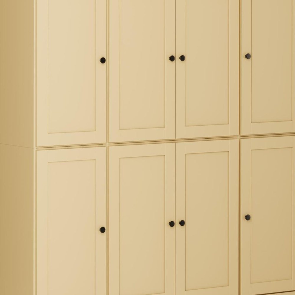 72" Yellow Solid Wood 8 Pantry Or Storage Closet