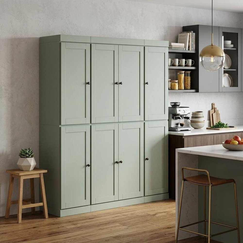 72" Sage Solid Wood 8 Pantry Or Storage Closet HomeRoots