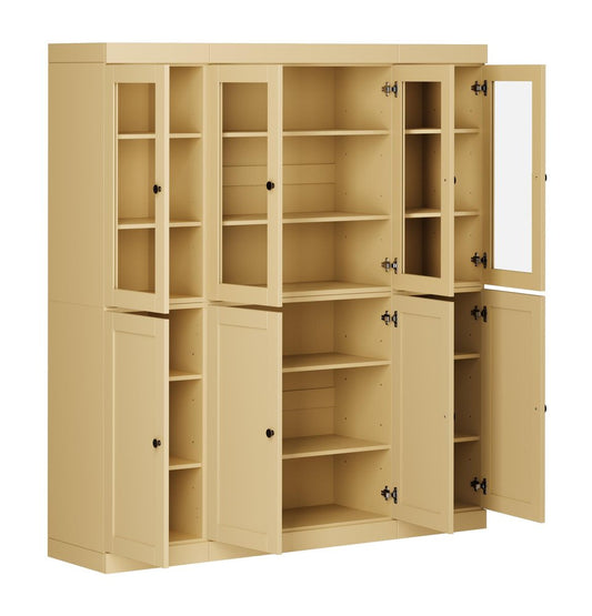 72" Yellow Solid Wood 8 Pantry Or Storage Closet HomeRoots