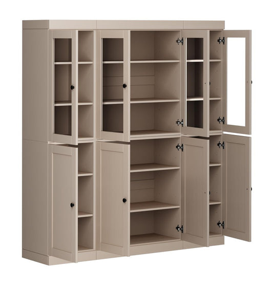 72" Beige Solid Wood 8 Pantry Or Storage Closet HomeRoots