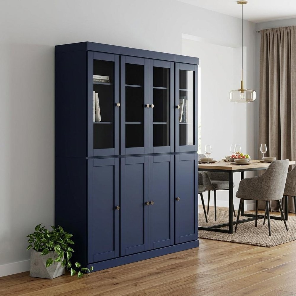 72" Navy Blue Solid Wood 8 Pantry Or Storage Closet HomeRoots