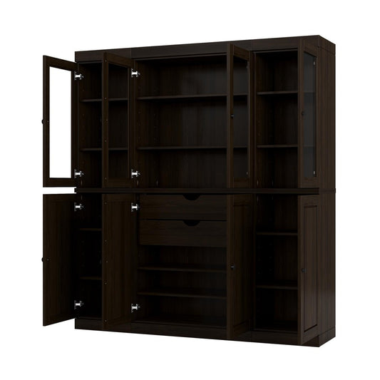 72" Espresso Solid Wood 8 Two Drawer Pantry Or Storage Closet HomeRoots