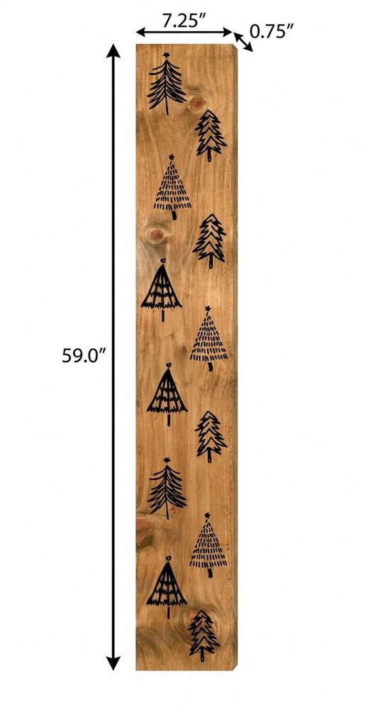 59" Black And Natural Solid Wood Christmas Christmas Trees Porch Sign HomeRoots