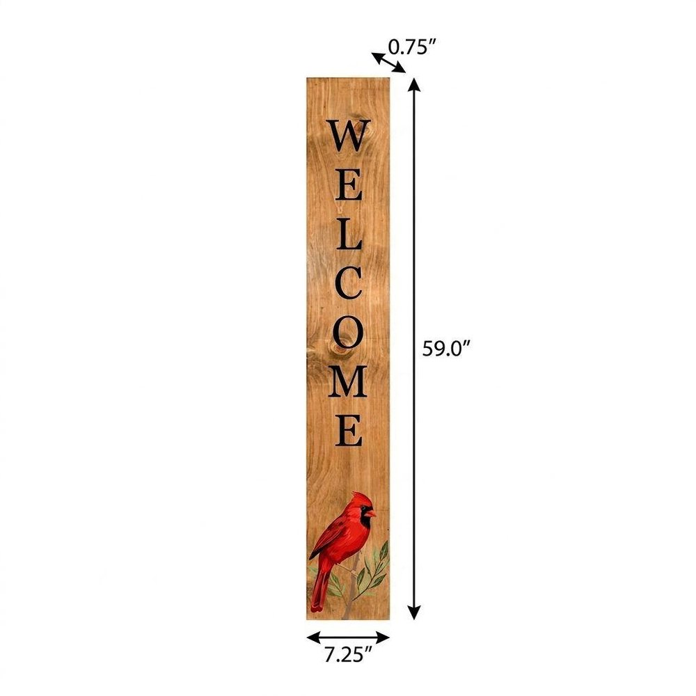 59" Black And Natural Solid Wood Welcome Porch Sign HomeRoots