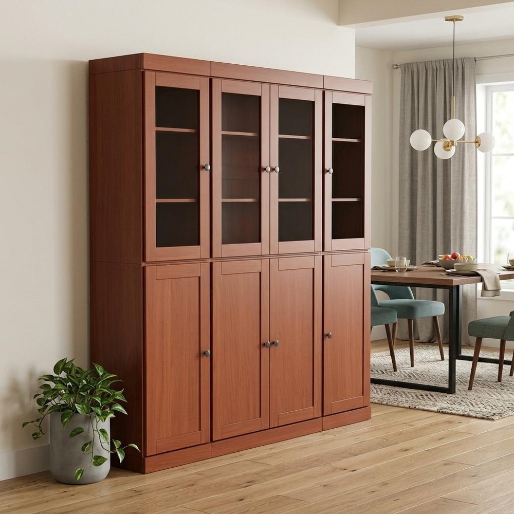 72" Coffee Solid Wood 8 Two Drawer Pantry Or Storage Closet HomeRoots
