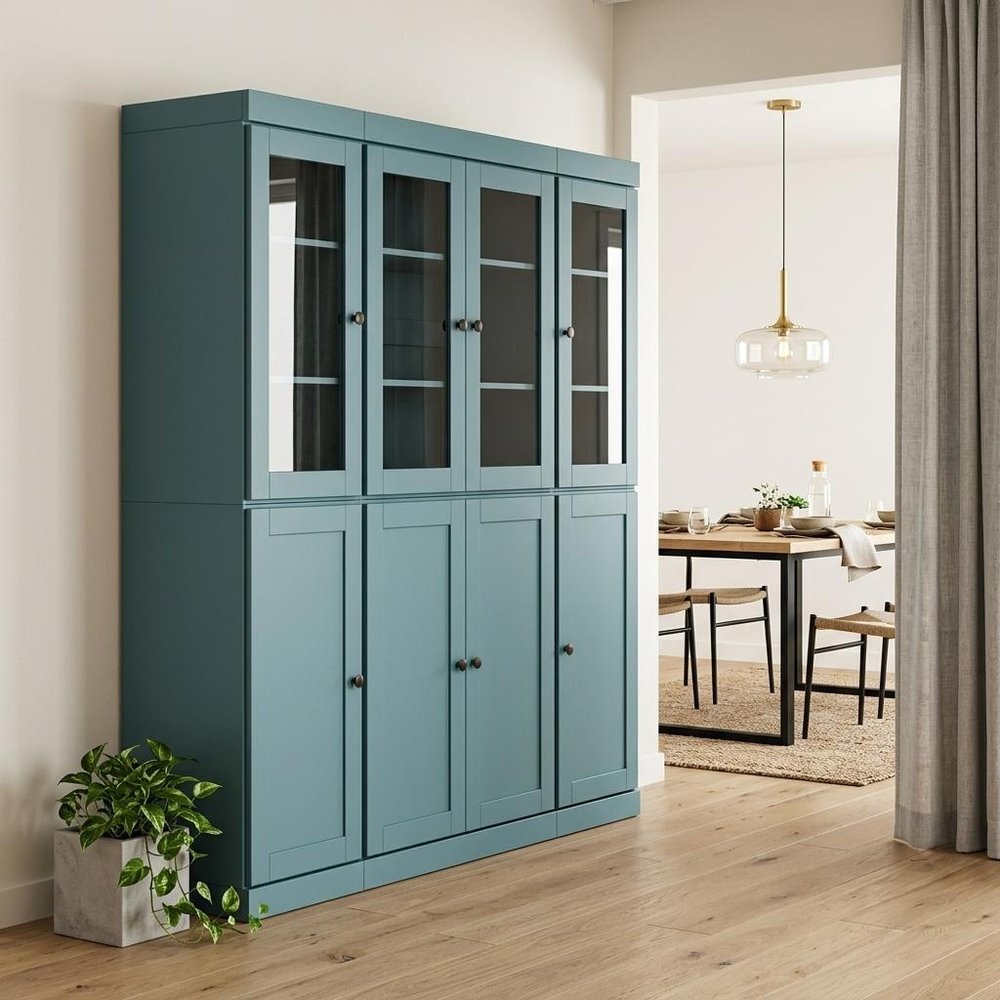 72" Aqua Solid Wood 8 Two Drawer Pantry Or Storage Closet HomeRoots