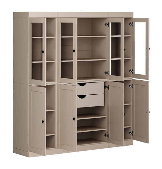 72" Beige Solid Wood 8 Two Drawer Pantry Or Storage Closet HomeRoots