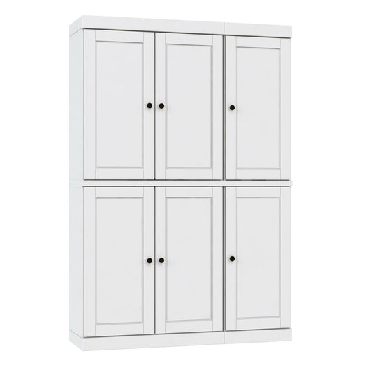 72" French Blue Solid Wood Six Door Two Drawer Pantry Or Storage Closet HomeRoots