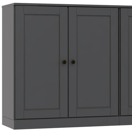 64" Gray Solid Wood Sideboard With Two Doors